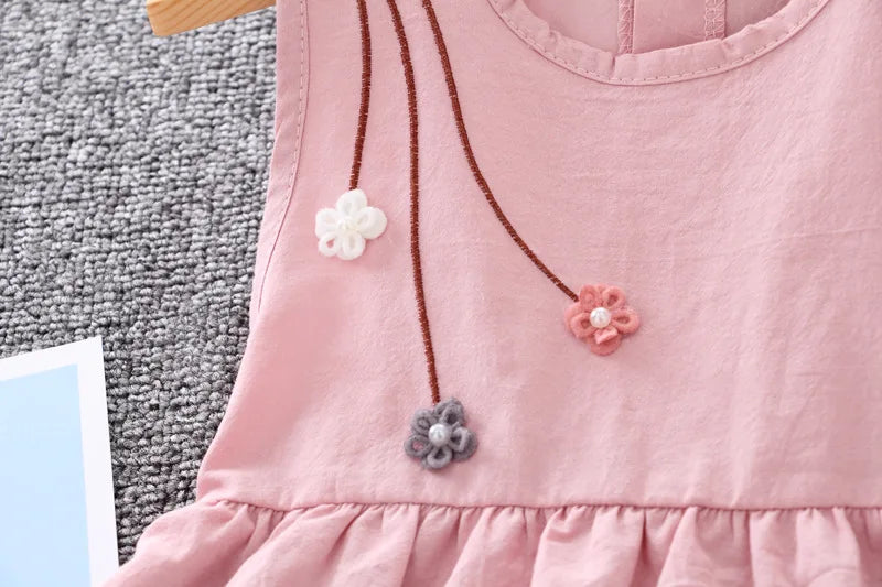 Vestido Infantil com Flor - Algodão Casual e Confortável