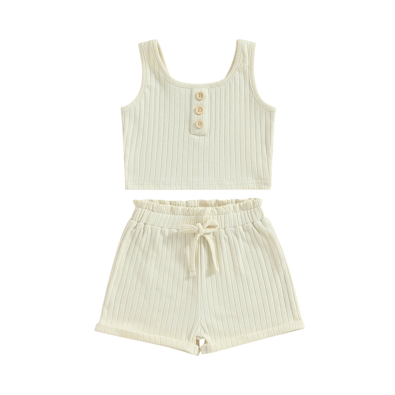 Conjunto Infantil Feminino Verão - Colete e Shorts Canelados