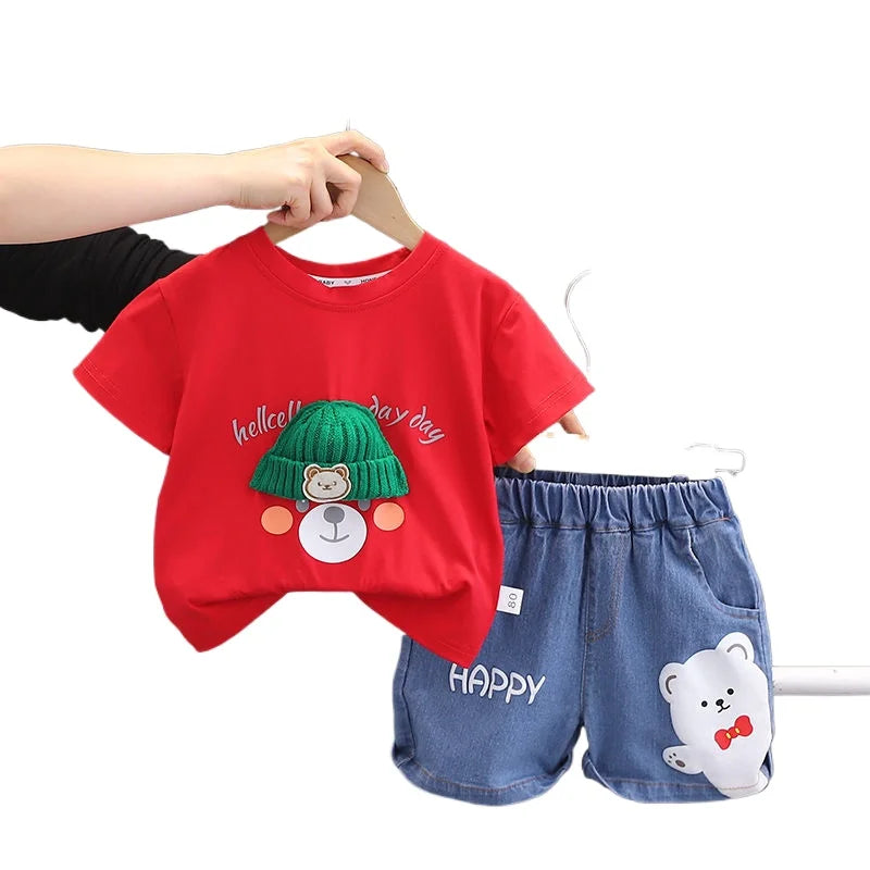 Conjunto Infantil Verão - Camiseta Urso e Shorts