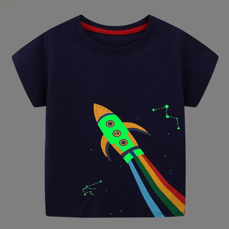 Camiseta Infantil Dinossauro e Tubarão - Moda Verão
