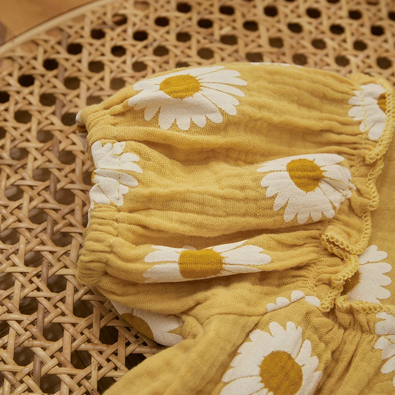 Body Bebê Menina - Estampa Margarida com Faixa de Cabelo