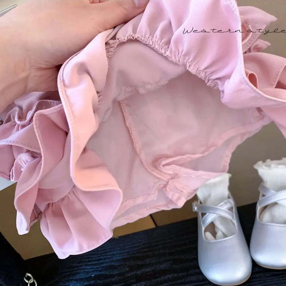 Conjunto Infantil Feminino Laço e Saia Babados