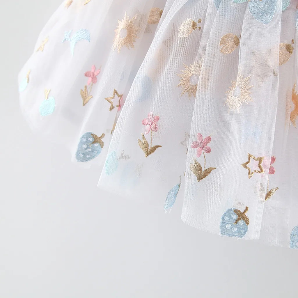 Vestido Princesa Floral com Tule para Meninas