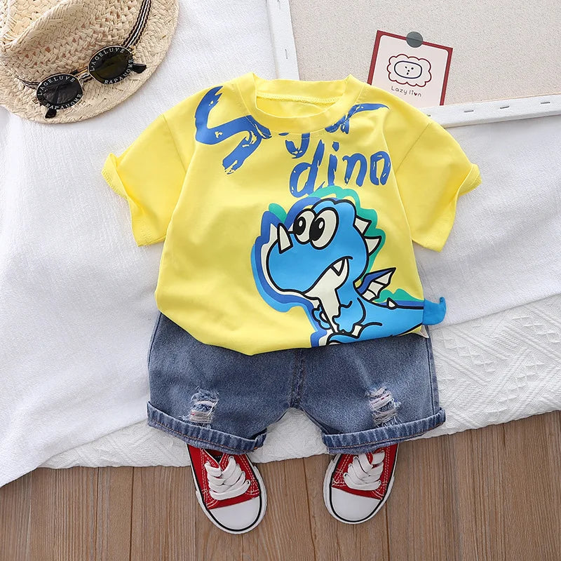 Conjunto Bebê Menino - Camiseta Dino e Shorts - 2 Peças