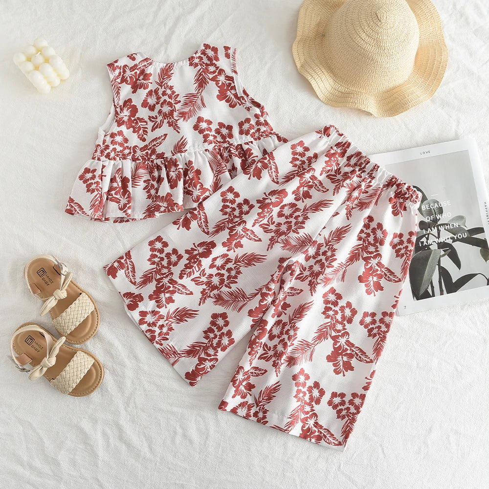 Conjunto Infantil Verão Estampado - Colete e Calças