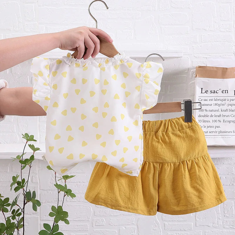 Conjunto Infantil Feminino Verão - Camiseta e Calça 2 Peças