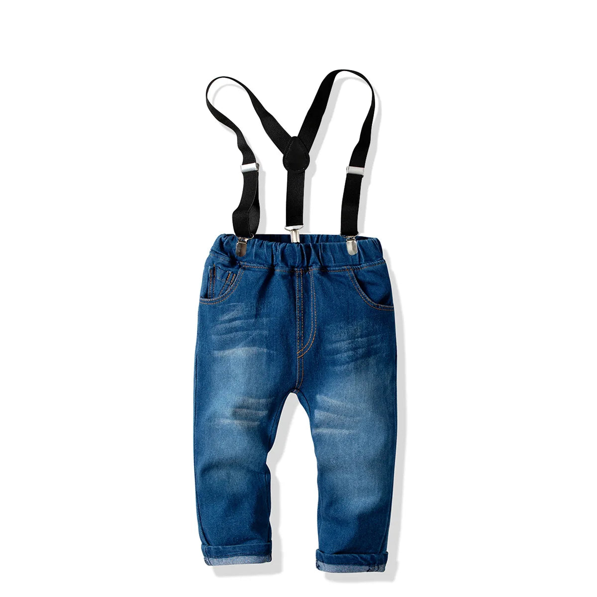Conjunto Jeans com Suspensório e Gravata Borboleta