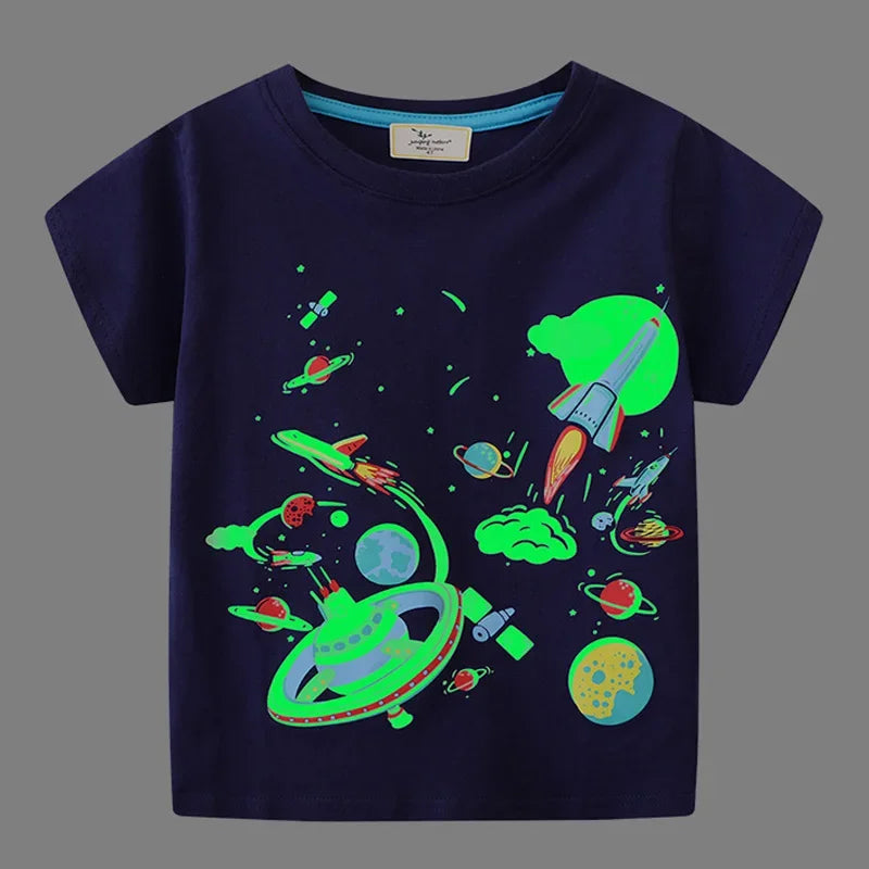 Camiseta Infantil Dinossauro e Tubarão - Moda Verão