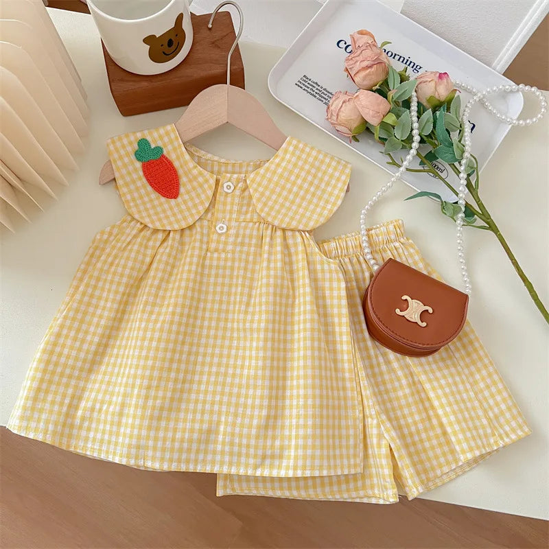 Conjunto Infantil Xadrez com Bordado