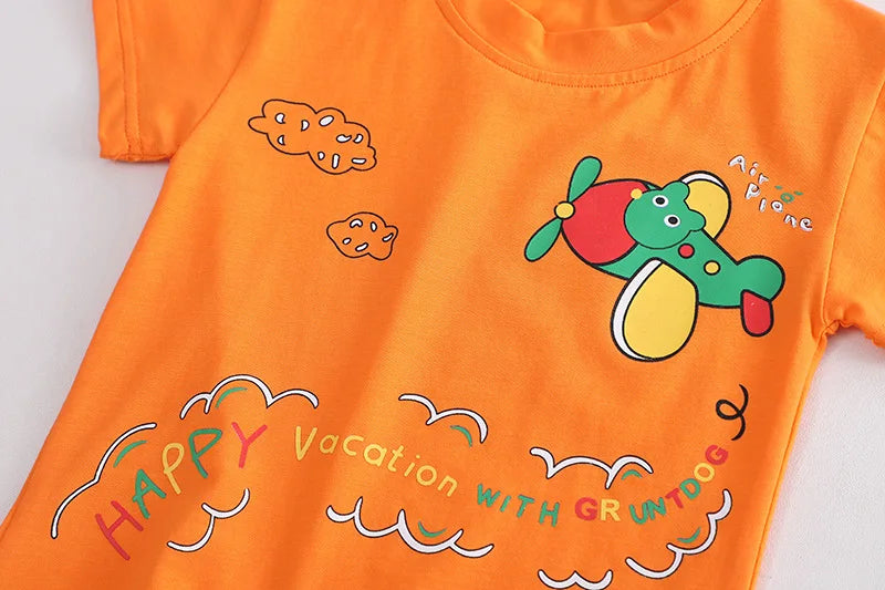 Conjunto Infantil Avião - Camiseta e Shorts Casuais (2 Peças)
