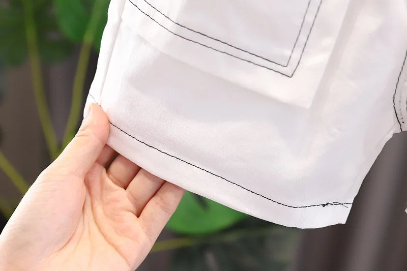 Conjunto Infantil Listrado com Mochilinha de Dinossauro