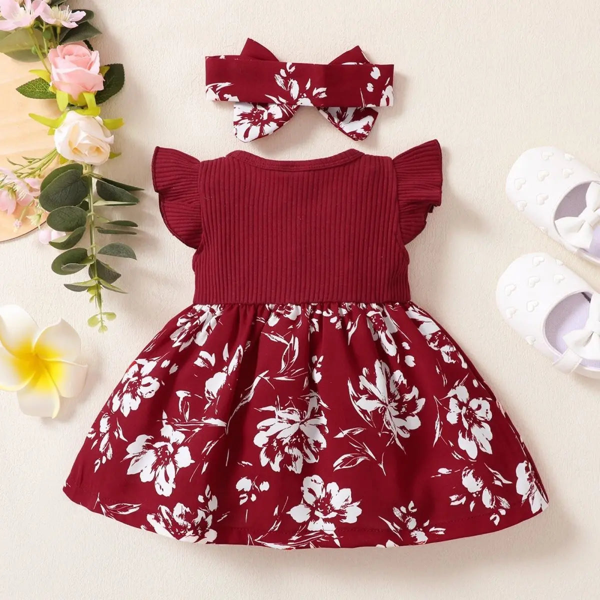 Vestido Princesa Floral com Laço para Meninas - Verão