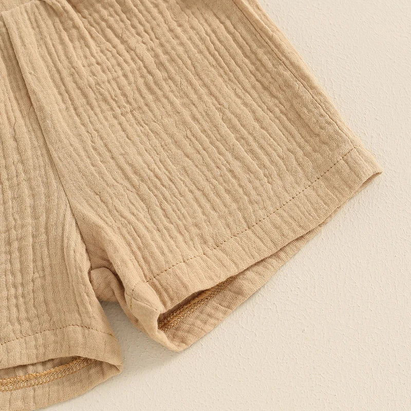 Conjunto Bebê Menino - Camiseta com Gola Padre e Estampa de Dinossauro com Shorts