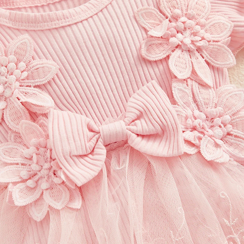 Macacão Bebê Menina - Renda, Tule e Faixa de Cabelo