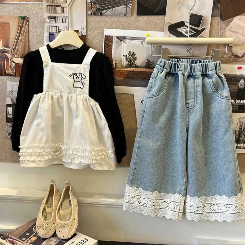Calça Jeans Infantil com Renda - Estilo Casual e Versátil