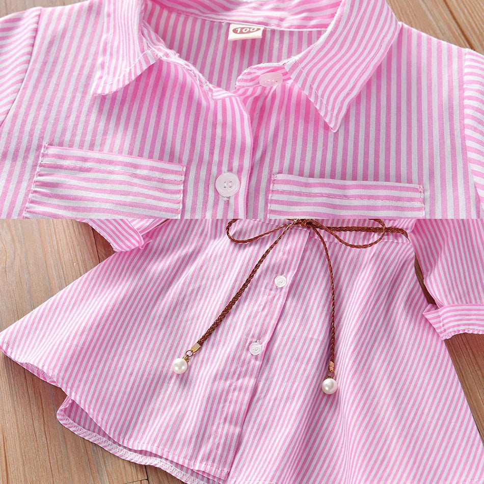 Vestido Casual Listrado para Meninas - Estilo Elegante e Confortável para Primavera e Outono