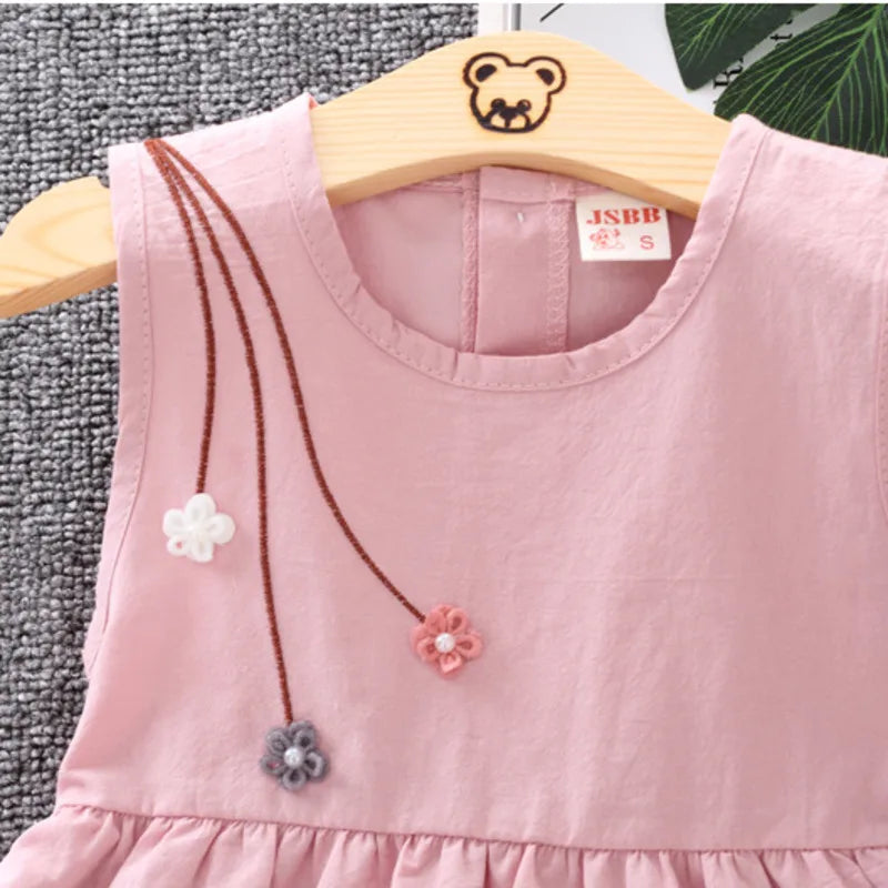 Vestido Infantil com Flor - Algodão Casual e Confortável