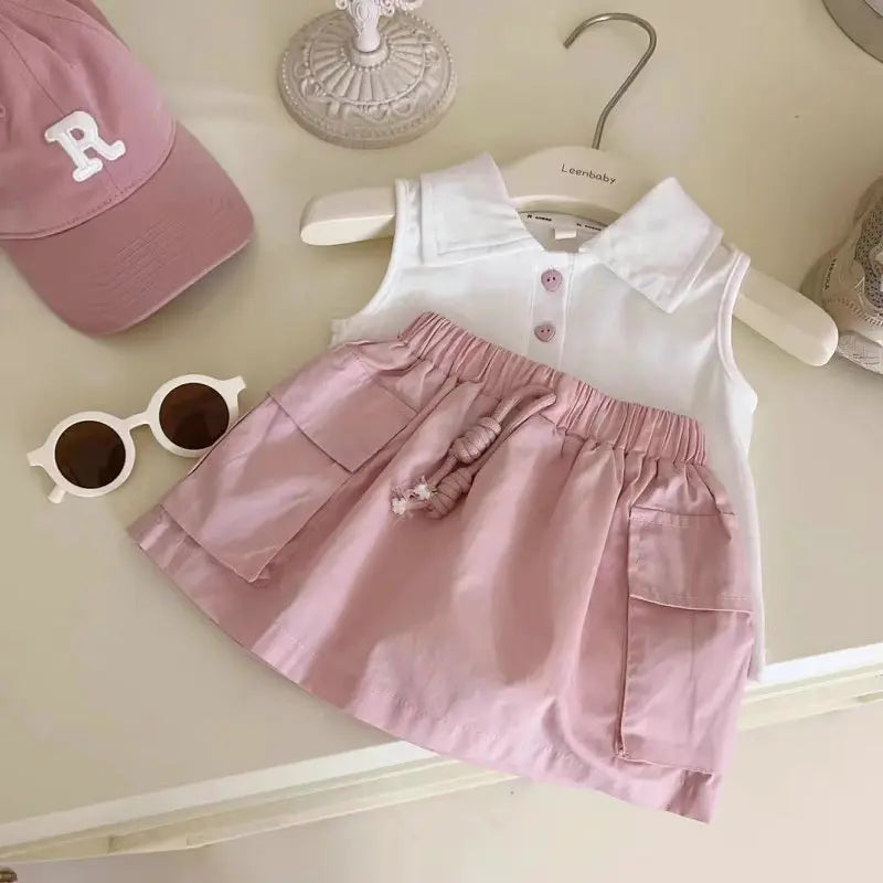 Conjunto Infantil Elegante com Colete e Saia