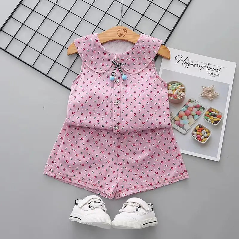 Conjunto Floral Verão Meninas - Camiseta e Shorts