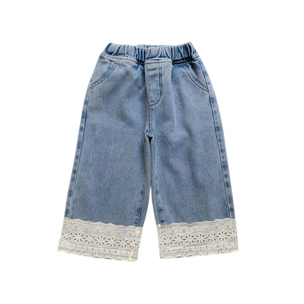 Calça Jeans Infantil com Renda - Estilo Casual e Versátil