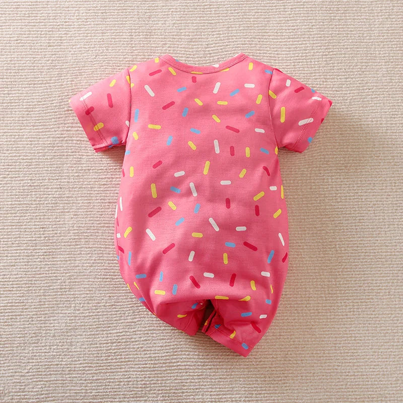 Conjunto Bebê Recém-Nascido - Macacão Rosa Estampa Donut
