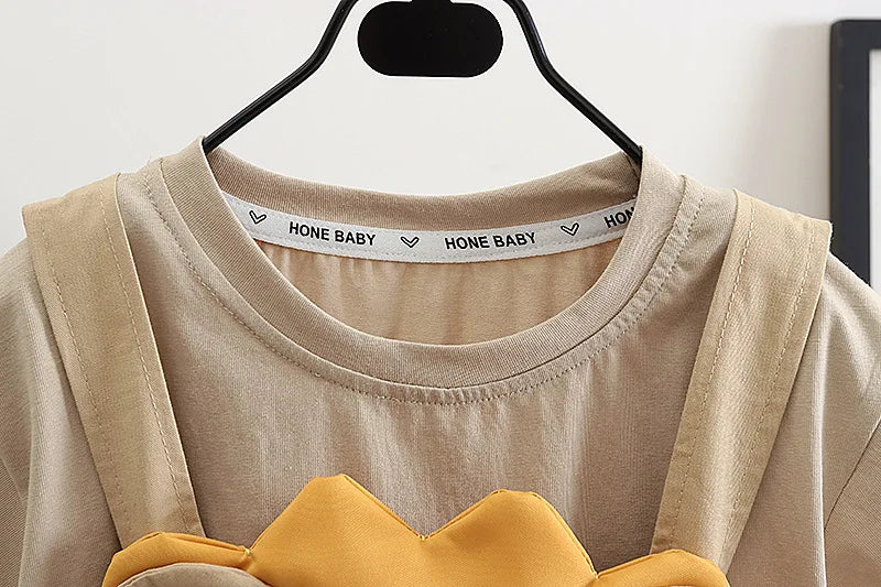 Conjunto Infantil Verão Leão - Camiseta e Suspensório