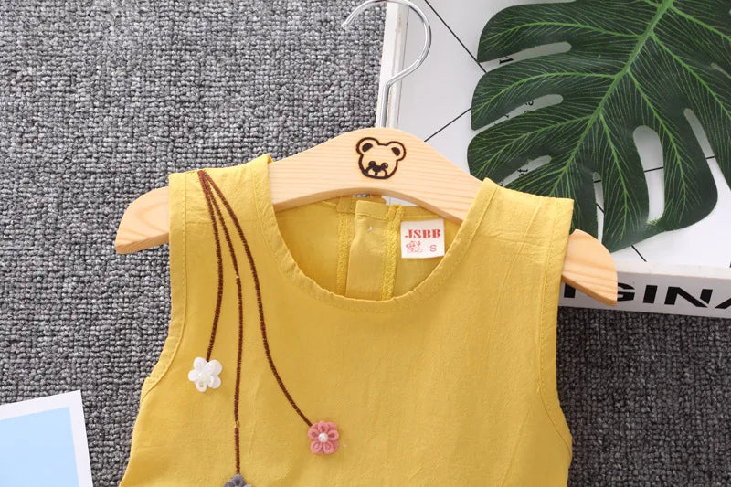 Vestido Infantil com Flor - Algodão Casual e Confortável