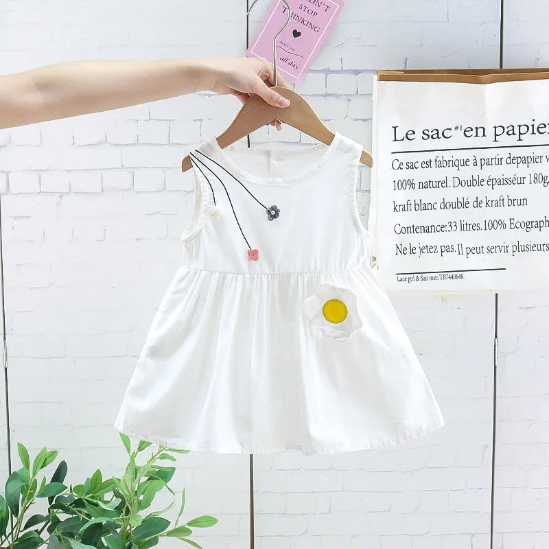 Vestido Infantil de Renda Sem Mangas - Doce e Casual