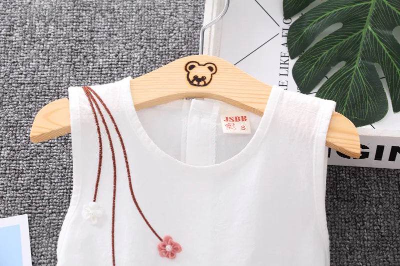 Vestido Infantil com Flor - Algodão Casual e Confortável