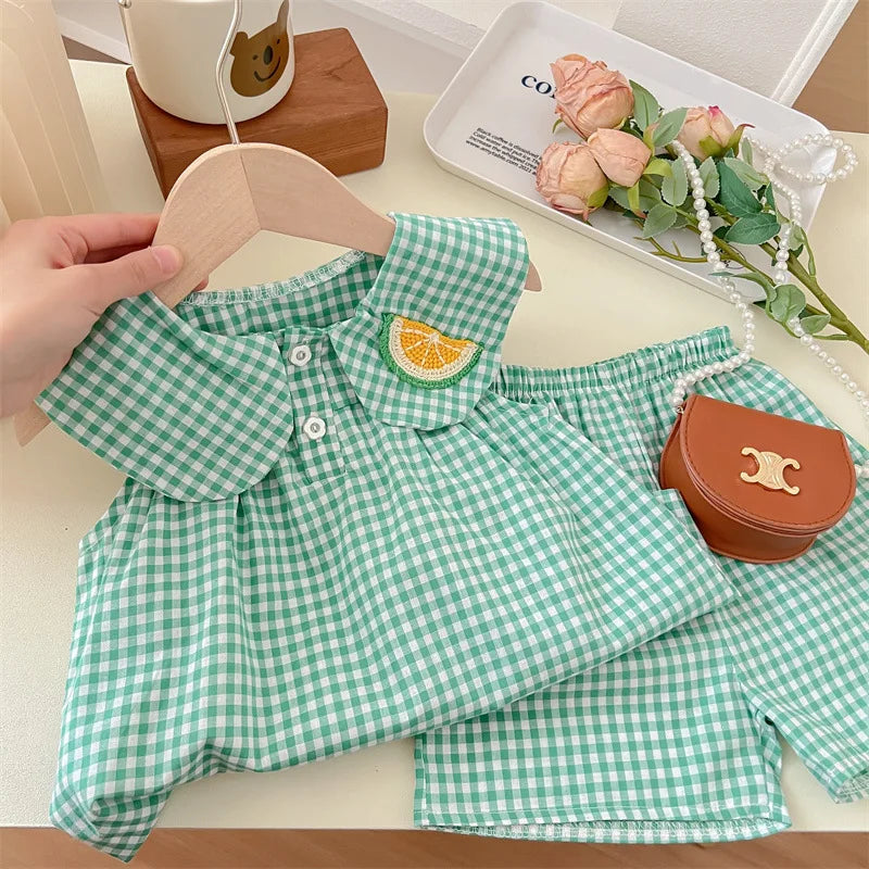 Conjunto Infantil Xadrez com Bordado