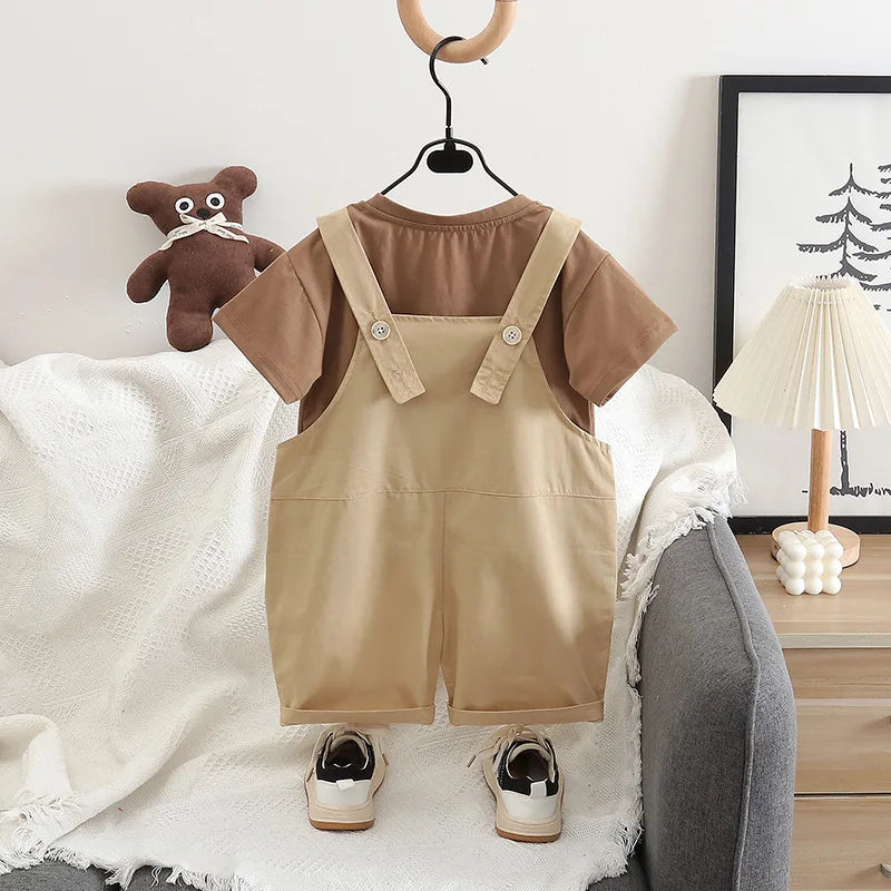 Conjunto Infantil Verão Leão - Camiseta e Suspensório