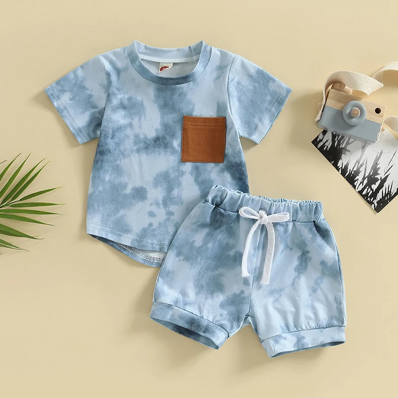 Conjunto infantil tie-dye com camiseta e shorts. Estilo e conforto para o verão. Disponível em várias cores. Compre agora!