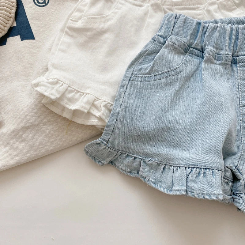 Shorts Jeans com Babados para Meninas - Verão Estiloso