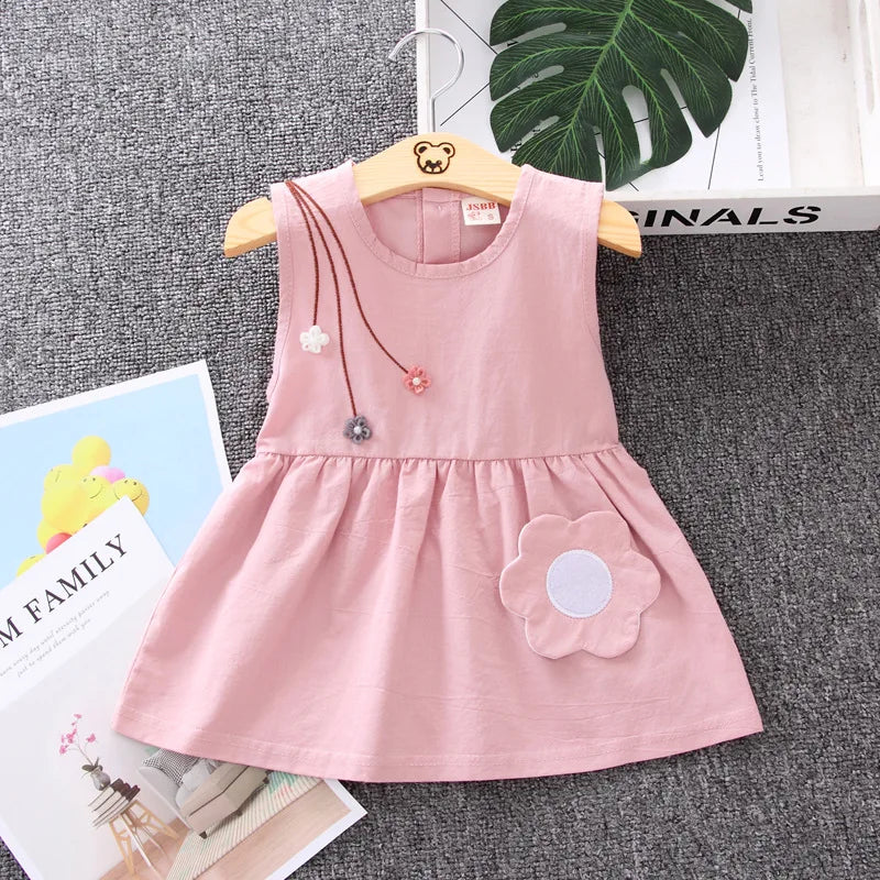 Vestido Infantil com Flor - Algodão Casual e Confortável
