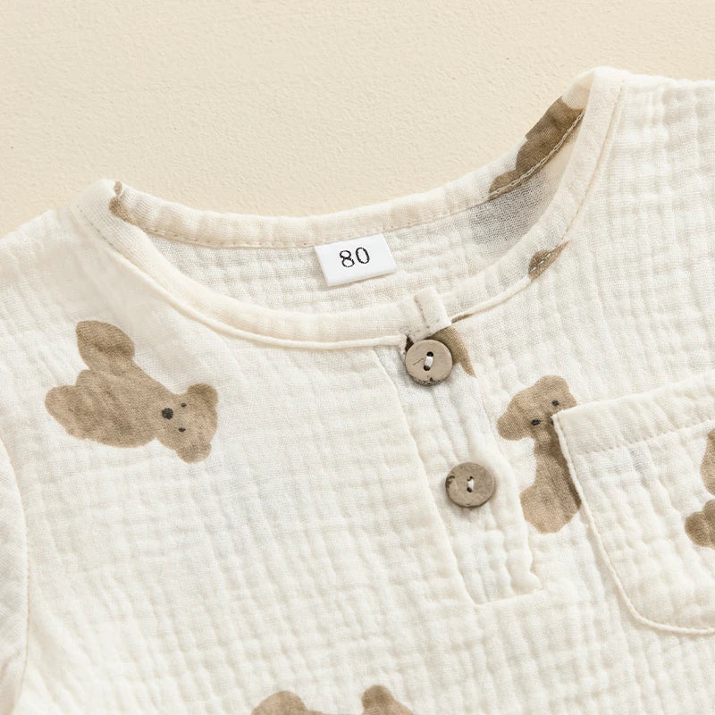 Conjunto Meninos Camiseta Ursinhos e Bermuda
