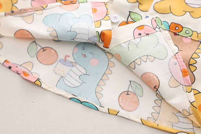 Conjunto Infantil Verão - Camisa Estampada Bebês Dinossauros e Shorts Casuais (2 Peças)