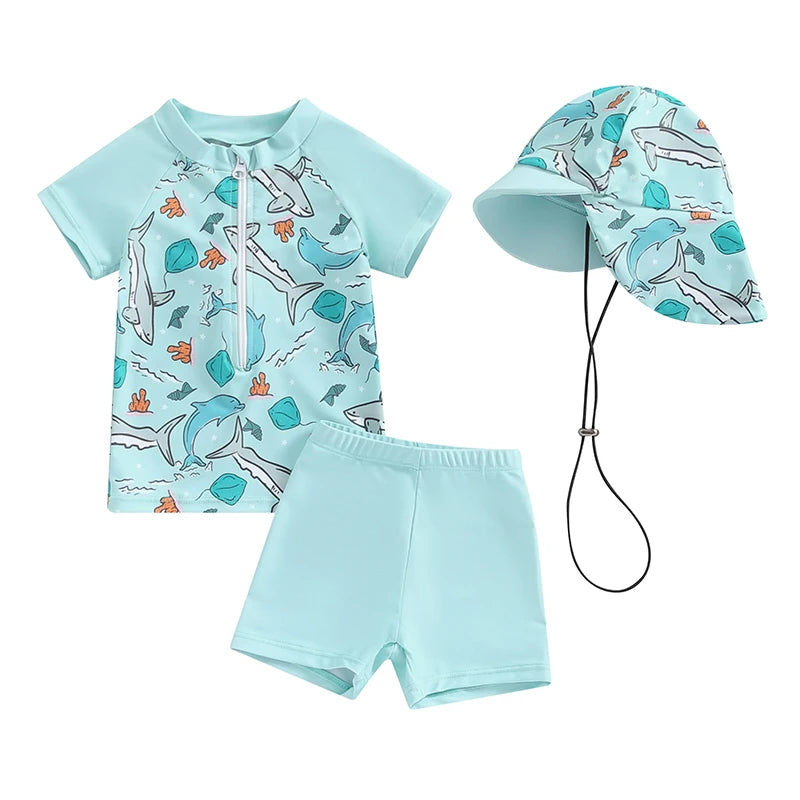 Conjunto de Praia Infantil Tubarão - Proteção UV e Conforto