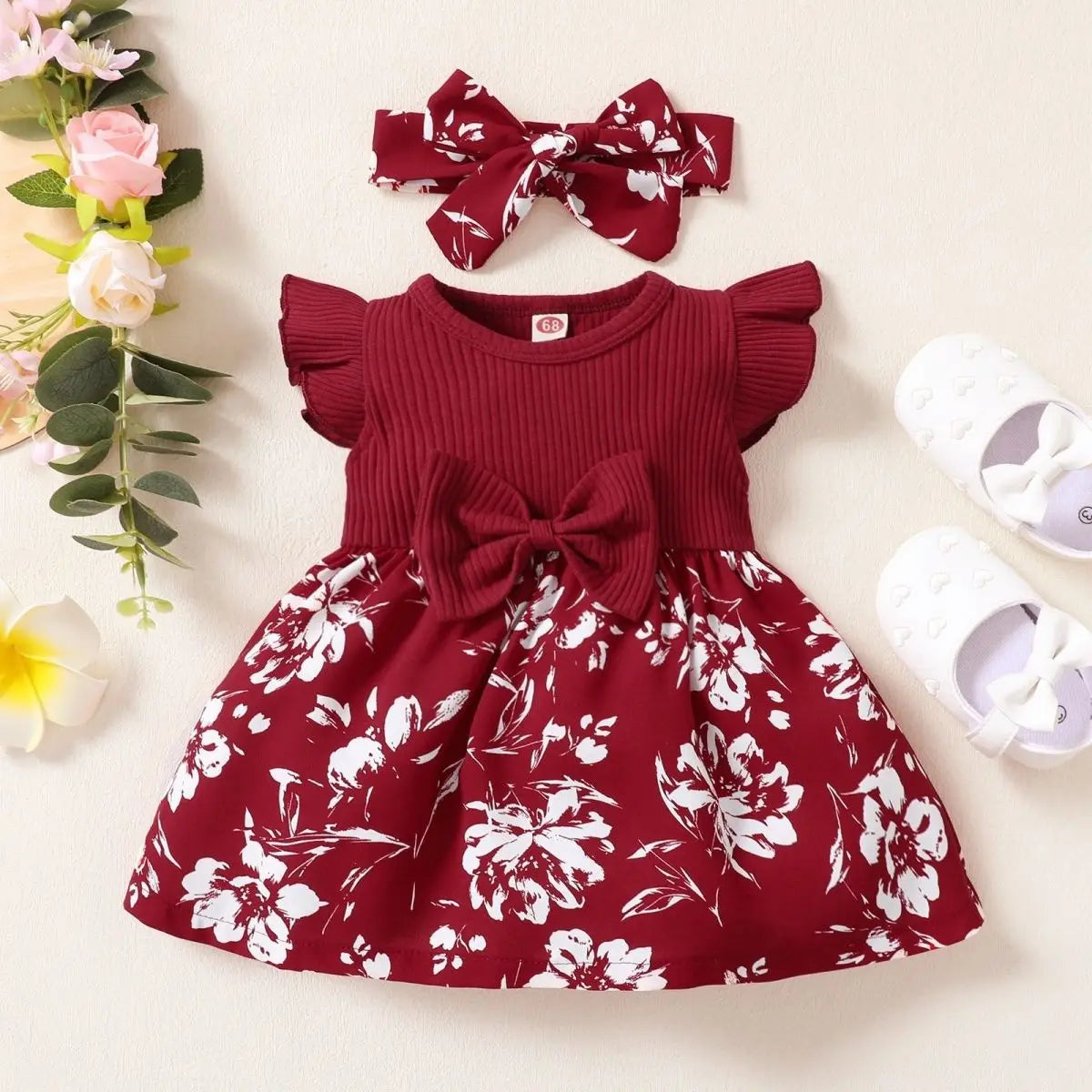 Vestido Princesa Floral com Laço para Meninas - Verão
