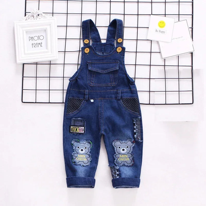 Macacão Infantil Jeans Unissex com Estampa Divertida