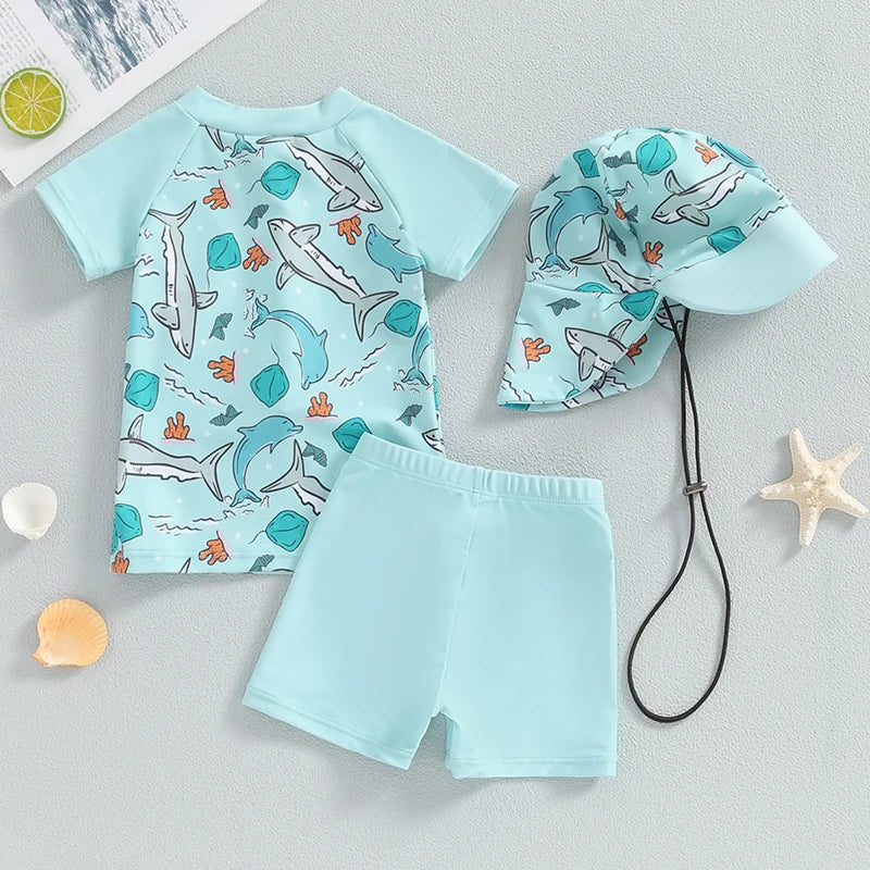 Conjunto de Praia Infantil Tubarão - Proteção UV e Conforto