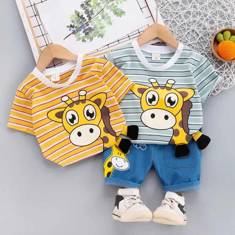 Conjunto girafa camiseta e bermuda 2 peças