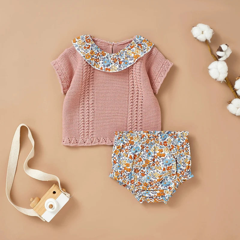 Conjunto Infantil Feminino Verão - Blusa e Shorts Florais