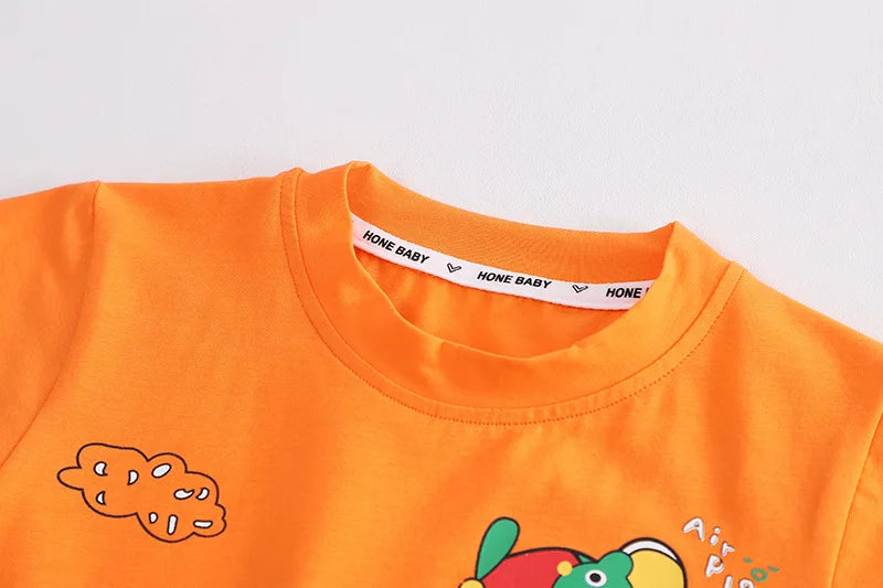 Conjunto Infantil Avião - Camiseta e Shorts Casuais (2 Peças)