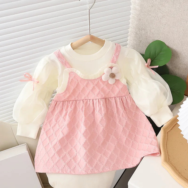 Vestido Princesa Bebê Manga Longa Festa