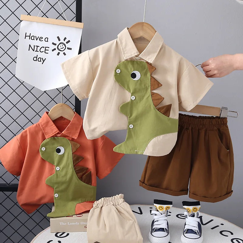 Conjunto roupa infantil para bebê meninos camisa e bermuda