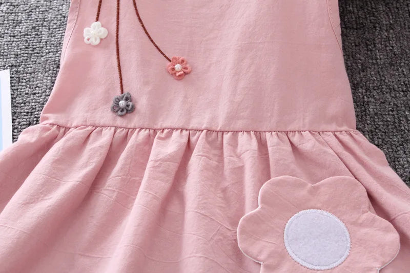 Vestido Infantil com Flor - Algodão Casual e Confortável