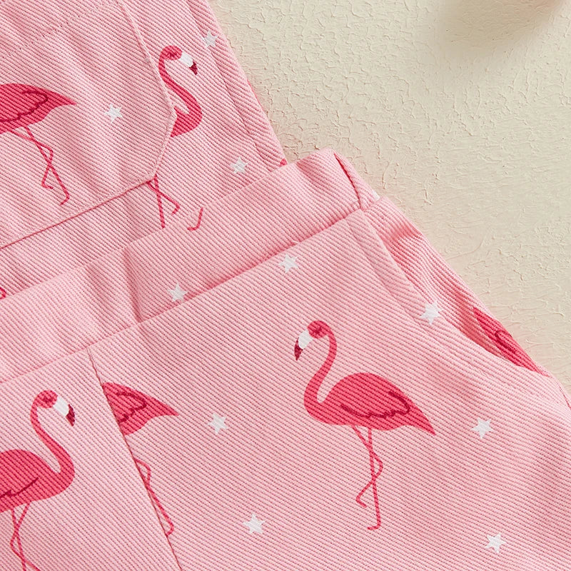 Macacão Infantil Menina - Jeans com Estampa de Flamingo