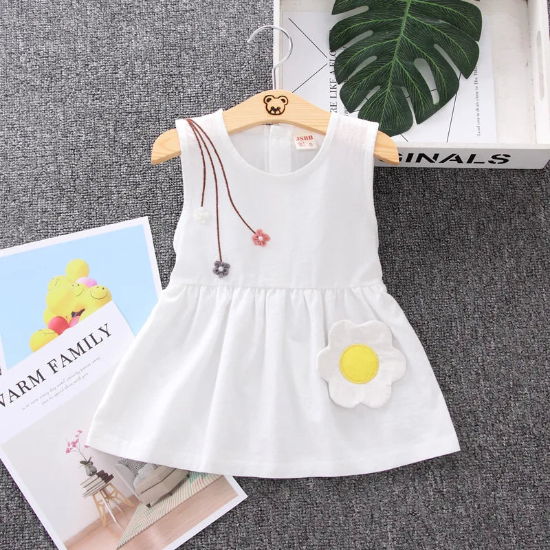 Vestido Infantil com Flor - Algodão Casual e Confortável
