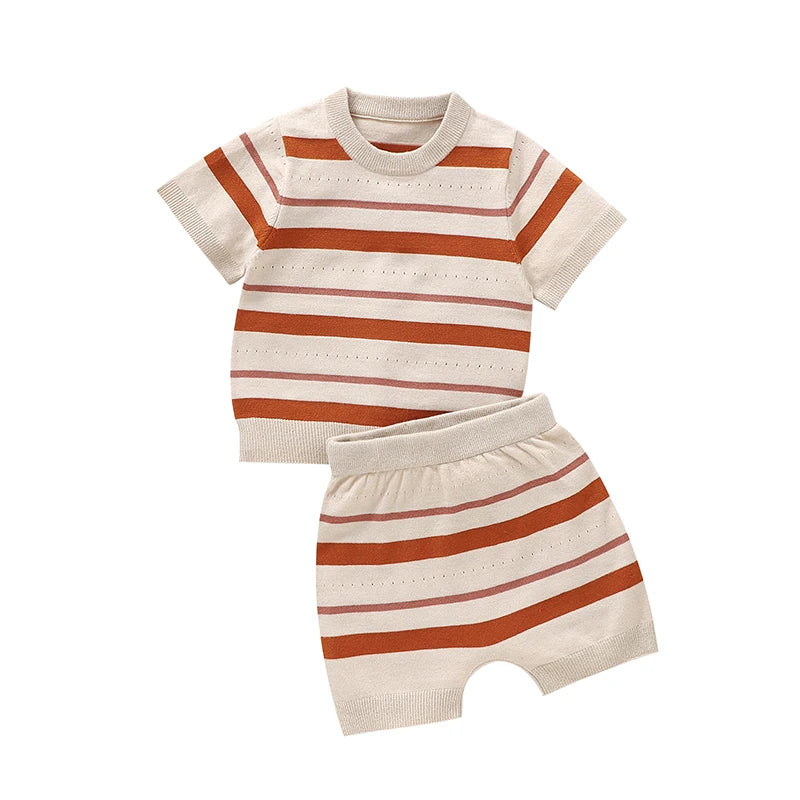 Conjunto Infantil Verão Listrado - Camiseta e Shorts