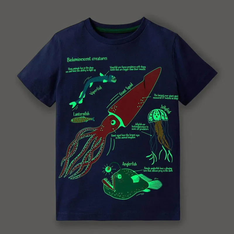 Camiseta Infantil Dinossauro e Tubarão - Moda Verão